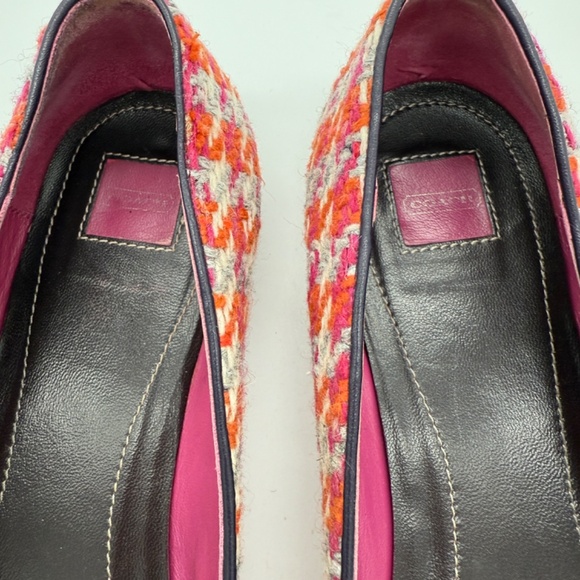 Coach Made in Italy Tweed Fur Pom Flats A2053 Vintage Size 10 - Picture 4 of 10